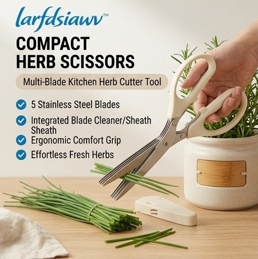 larfdsiawv™ Compact Herb Scissors – Multi-Blade Kitchen Herb Cutter Tool